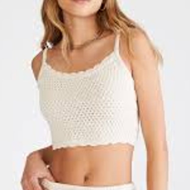 Aropostale Women's Crocheted Scoop-Neck Cropped Tank Sz M